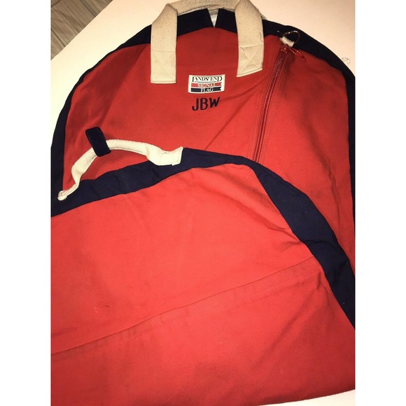 Vintage Lands End Canvas Garment Bag Red Blue - Picture 2 of 7